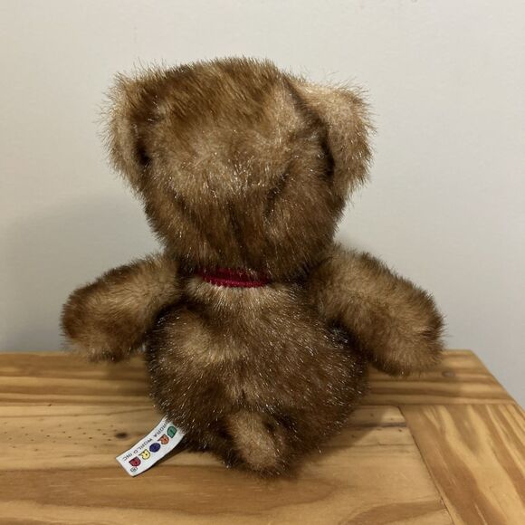 Aurora Brown Teddy Bear Red Ribbon Plush Frosted Stuffed Animal 13" - Picture 3 of 10